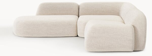 Divano angolare componibile 4 posti in bouclé con chaise longue Wolke