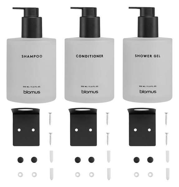 Dispenser per sapone da parete bianchi in vetro 3 pz 350 ml Kirei – Blomus