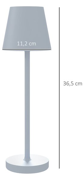 HOMCOM Lampada da Tavolo Portatile in Acrilico e Metallo da 3600mAh con Cavo di Ricarica, Ø11.2x36.5 cm, Grigio | Aosom Italy