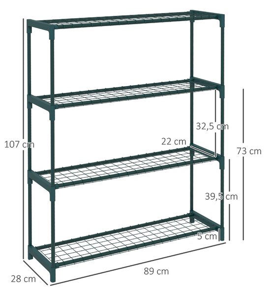 Outsunny Scaffale Porta Piante a 4 Livelli da Esterno e Interno in Acciaio, 89x28x107cm, Verde