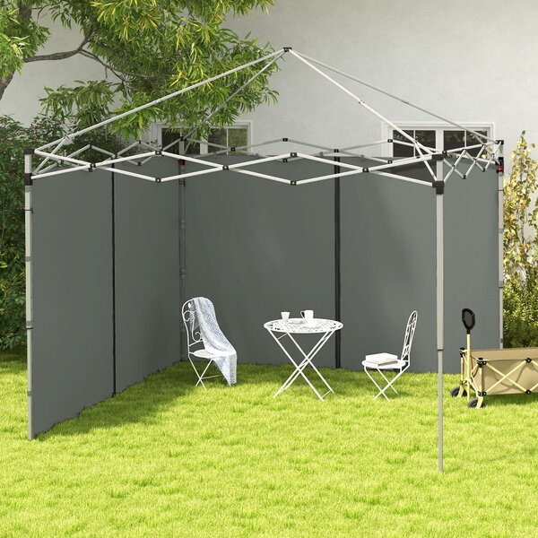Outsunny Set 2 Pareti Gazebo 3x3 e 3x6 m in Tessuto Oxford con Porte a Cerniera, 295x195 cm, Grigio Scuro|Aosom