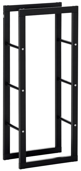 HOMCOM Potalegna per Camino in Metallo, Scaffale per legna da ardere Porta-legna per interno e esterno, 40 × 25 × 100cm, Nero | Aosom Italy
