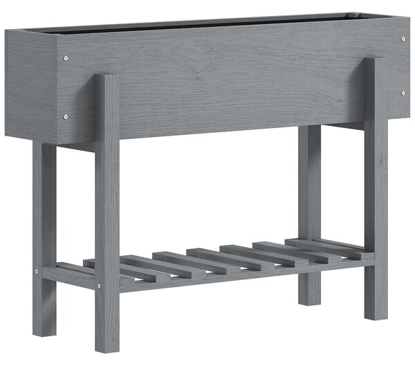 Outsunny Fioriera Rialzata con Ripiano Inferiore e 2 Fori di Drenaggio, in Legno di Abete, 100x30x70.5 cm, Grigio