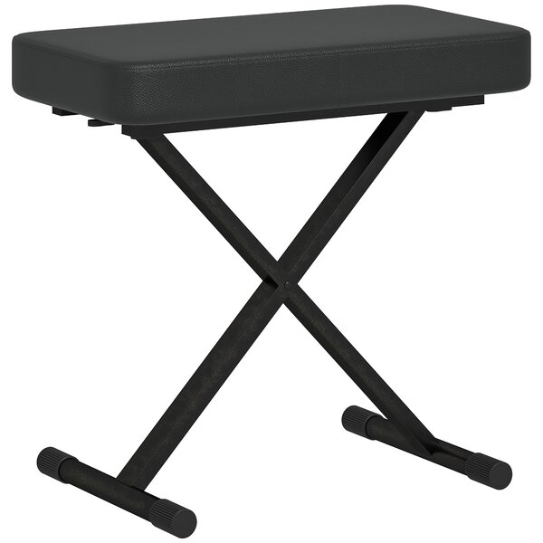 HOMCOM Sgabello per Pianoforte Pieghevole e Regolabile su 4 Altezze, in Pelle PU, Schiuma e Metallo, 60x32x53-63 cm, Nero