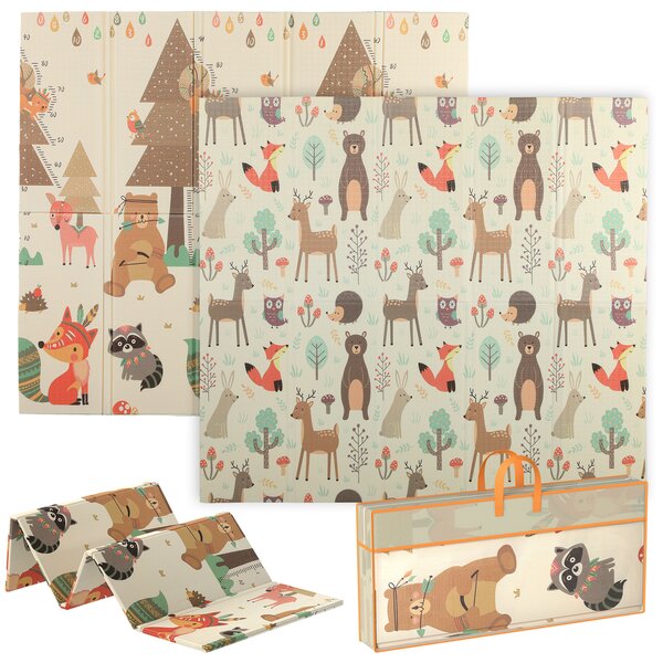 AIYAPLAY Tappeto per Bambini 0-6 Anni a Tema Foresta con Superficie Impermeabile in XPE Multicolore, 196x176x1.5 cm | Aosom Italy
