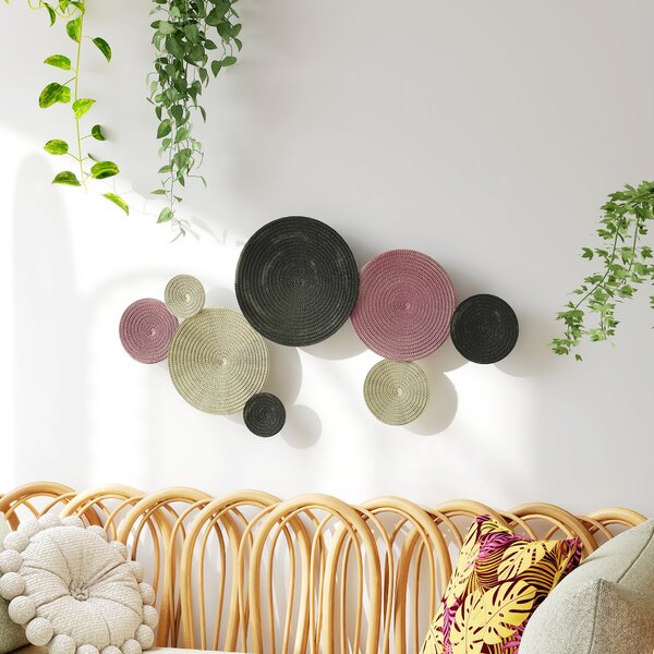 HOMCOM Wall Art a 8 Dischi 3D in Metallo, 110x7x58 cm, color Bronzo, Arancione e Giallo | Aosom Italy