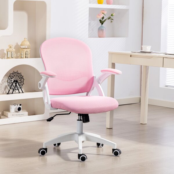 Vinsetto Sedia da Ufficio Ergonomica e Regolabile con Schienale a Rete e Seduta Imbottita, 65.5x61.5x88-97.5 cm, Rosa | Aosom Italy