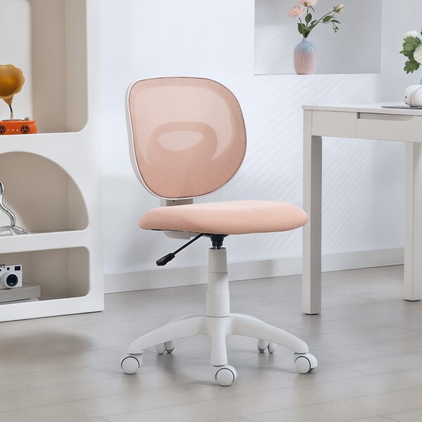 HOMCOM Sedia da Ufficio Ergonomica Girevole in Tessuto a Rete Traspirante Senza Braccioli, Altezza Regolabile, Rosa | Aosom Italy