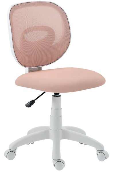 HOMCOM Sedia da Ufficio Ergonomica Girevole in Tessuto a Rete Traspirante Senza Braccioli, Altezza Regolabile, Rosa | Aosom Italy