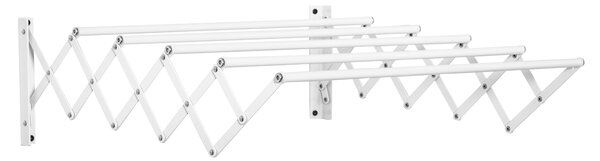 HOMCOM Stendibiancheria a Parete Retrattile, Stendino Salvaspazio Pieghevole in Metallo per Interni ed Esterni, 63.5x60x20 cm, Bianco | Aosom Italy
