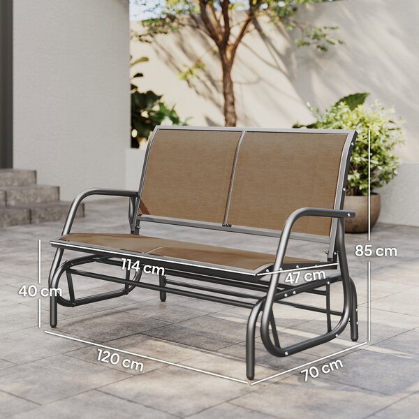 Outsunny Panchina a Dondolo 2 Posti da Giardino in Metallo e Tessuto a Rete, 120x70x85 cm, Marrone Chiaro | Aosom Italy