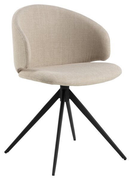 NELA Beige (tessuto Basel 24)/gambe nere - MODERNA SEDIA INTRECCIATO GIREVOLE PER SOGGIORNO/SALA DA PRANZO/UFFICIO BOHO