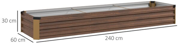 Outsunny Letto per Orto Rialzato Fioriera Balcone 240x60x30 cm, Legno Scuro | Aosom Italy