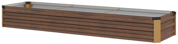 Outsunny Letto per Orto Rialzato Fioriera Balcone 240x60x30 cm, Legno Scuro | Aosom Italy