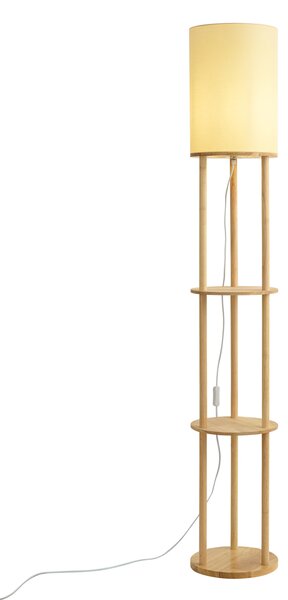 Lampada da terra moderna in legno con paralume beige - Stojon