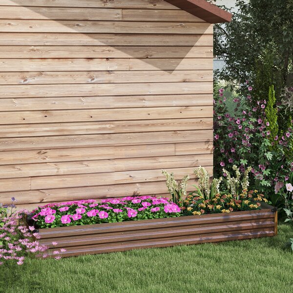 Outsunny Letto per Orto Rialzato Fioriera Balcone 240x60x30 cm, Legno Scuro | Aosom Italy