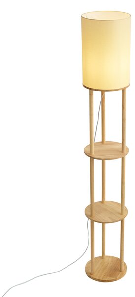 Lampada da terra moderna in legno con paralume beige - Stojon