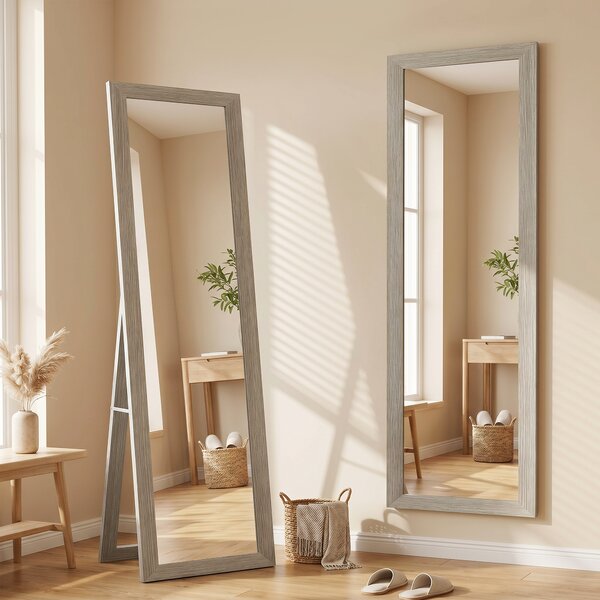 HOMCOM Specchio da Terra Specchio a Figura Intera Moderno 37x157 cm Grigio | Aosom Italy