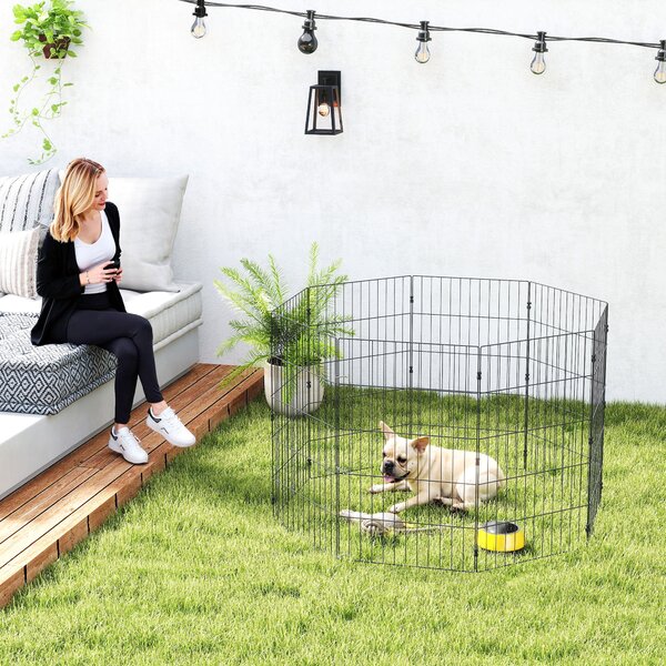 PawHut Recinto per Cani Recinto Espandibile Pieghevole in Metallo 50x80 cm Nero | Aosom Italy