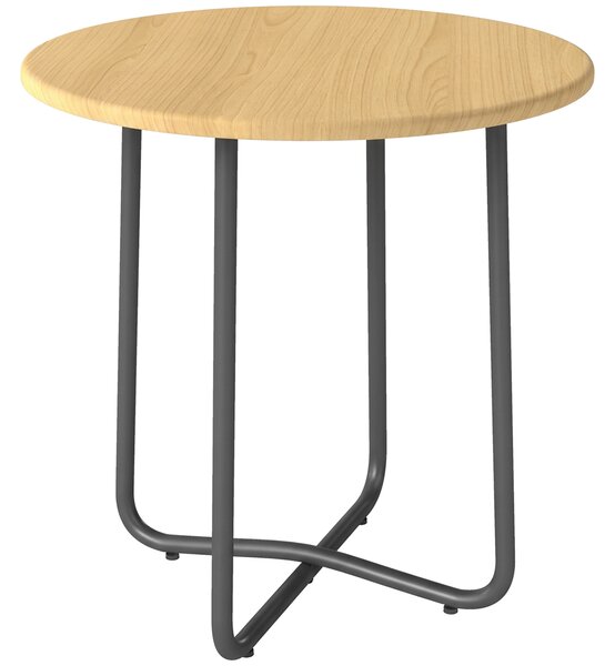 Outsunny Tavolino da Giardino Rotondo in Metallo, per Balcone e Terrazzo, Ø48x51 cm, Effetto Legno Naturale | Aosom Italy