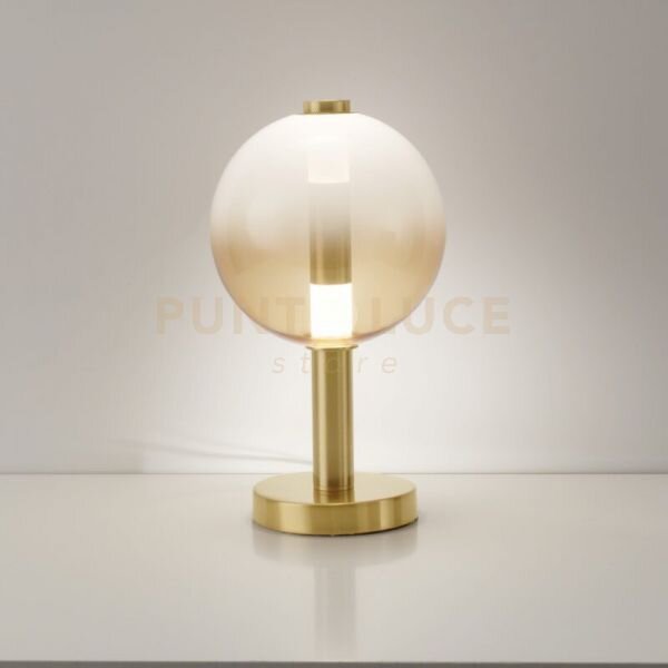 Lampada da tavolo aurora, oro satinato con vetro ambra, 10w 850lm 3