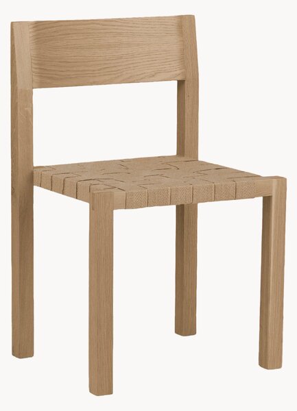 Sedia in legno di quercia con seduta intrecciata Toli