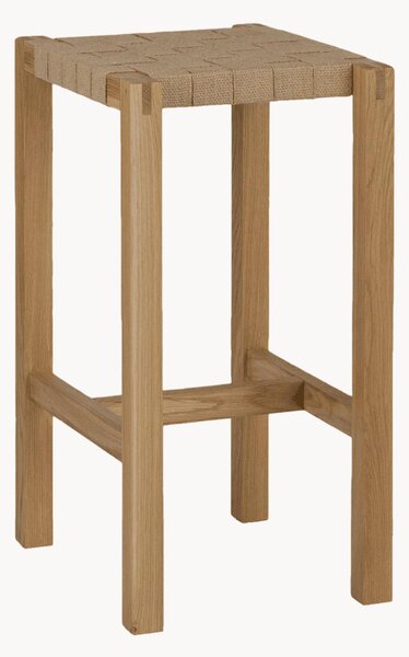 Sgabello alto in legno di quercia con seduta intrecciata Toli