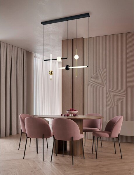 Lampadario LED nero/dorato con intensità regolabile Melita – Trio