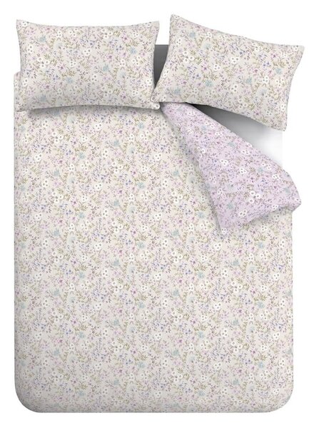 Biancheria da letto lavanda/beige in cotone per letto matrimoniale 200x200 cm Ditsy Floral – Bianca