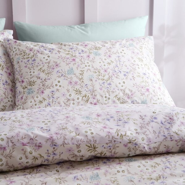 Biancheria da letto lavanda/beige in cotone per letto matrimoniale 200x200 cm Ditsy Floral – Bianca
