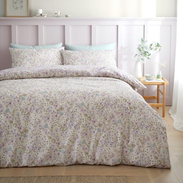 Biancheria da letto lavanda/beige in cotone per letto matrimoniale 200x200 cm Ditsy Floral – Bianca