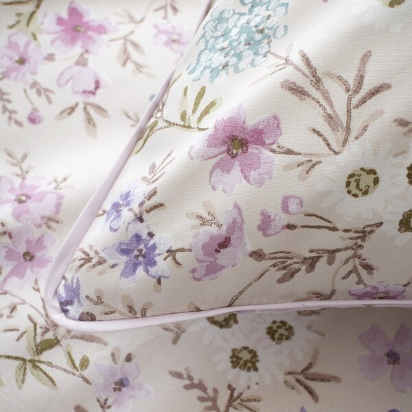 Biancheria da letto lavanda/beige in cotone per letto matrimoniale 200x200 cm Ditsy Floral – Bianca