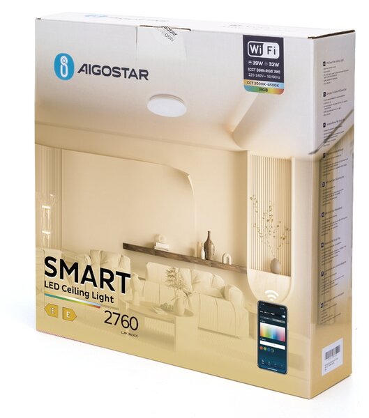 Plafoniera Led Smart 24W CCT + 3W RGB WiFi luce regolabile e dimmerabile Aigostar