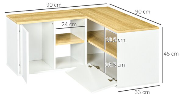 HOMCOM Mobile TV a L per TV da 40" con 3 Ripiani Aperti e 2 Armadietti, in Truciolato, 90x90x45 cm|Aosom