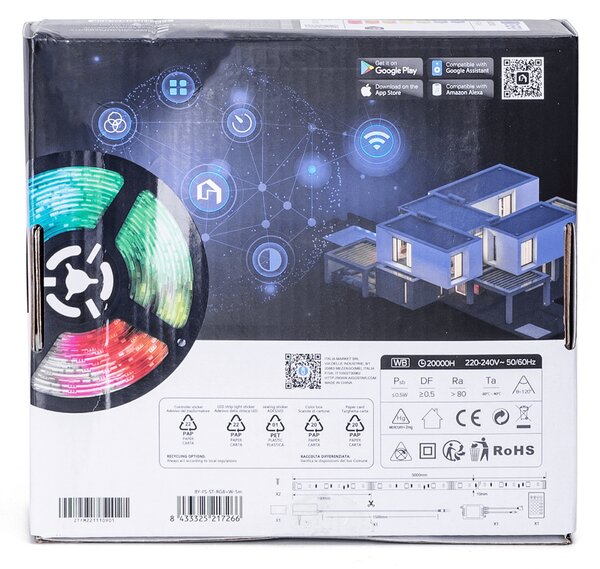 Striscia Led Smart 12V 16,5W 5 metri WiFi RGB CCT luce regolabile e dimmerabile Aigostar