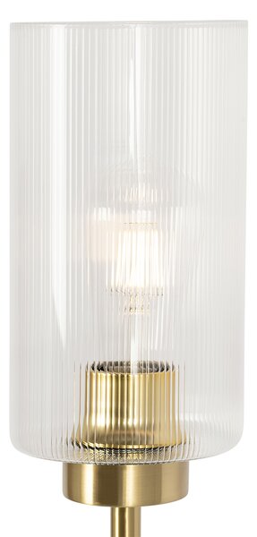 Lampada da terra Art Déco oro con vetro 2 luci - Laura