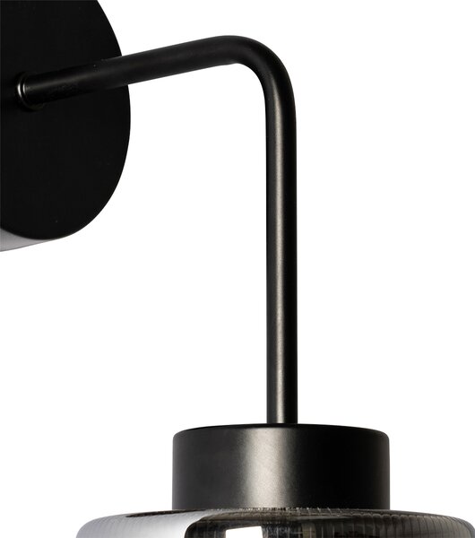 Lampada da parete smart nera con vetro fumé incl. WiFi ST64 - Laura