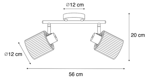 Faretto da soffitto dorato con vetro 2 luci orientabile - Laura