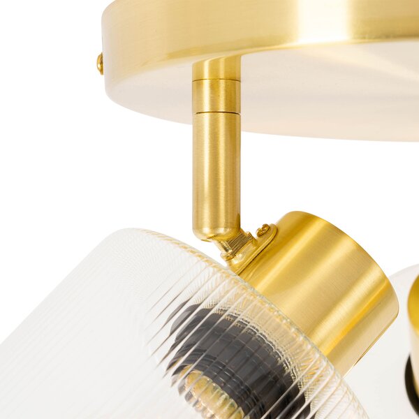 Faretto da soffitto oro con vetro 3 luci orientabile rotondo - Laura