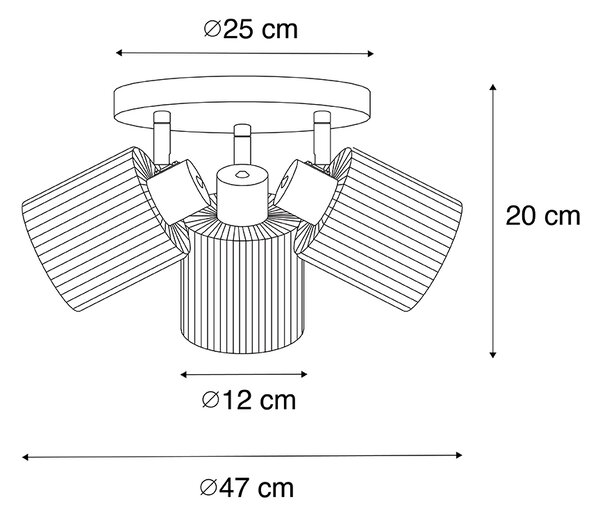 Faretto da soffitto oro con vetro 3 luci orientabile rotondo - Laura
