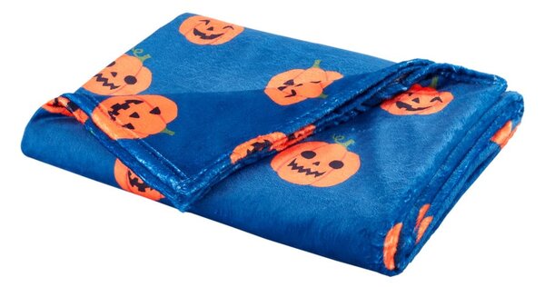 Coperta blu e arancione in micropile a tema Halloween 130x170 cm Halloween Pumpkins – Catherine Lansfield
