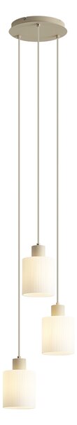 Lampada a sospensione scandinava beige con vetro bianco rotondo a 3 luci - Wisp