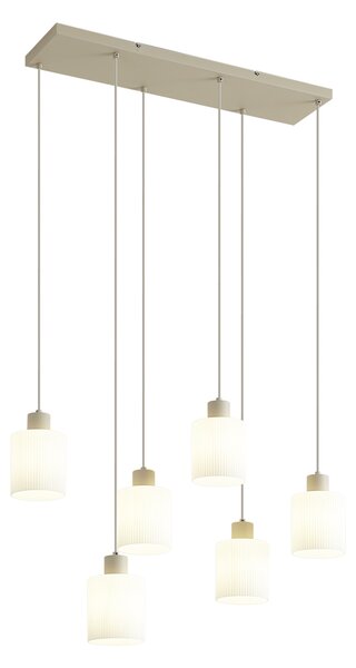 Lampada a sospensione scandinava beige con vetro bianco 6 luci - Wisp