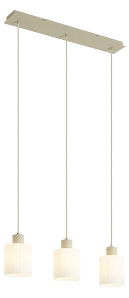 Lampada a sospensione scandinava beige con vetro bianco 3 luci - Wisp