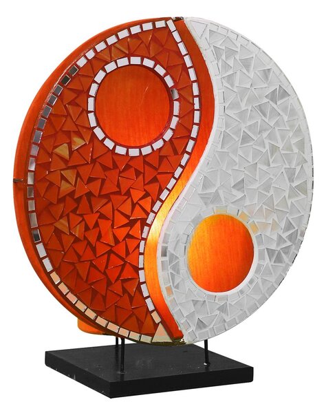 Woru Lampada da tavolo in mosaico di vetro Ying Yang, arancione/bianco