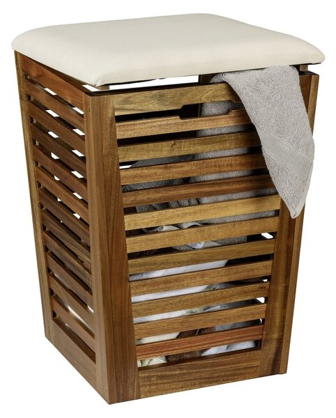 Cesta per il bucato colore naturale scuro in legno 55 l Fondi – Wenko