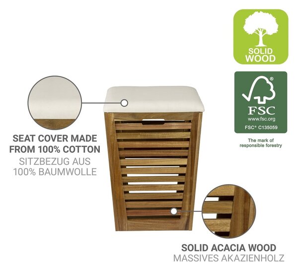 Cesta per il bucato colore naturale scuro in legno 55 l Fondi – Wenko