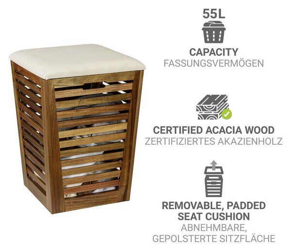 Cesta per il bucato colore naturale scuro in legno 55 l Fondi – Wenko