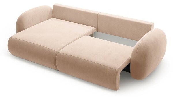 Divano angolare beige allungabile/con contenitore con rivestimento in velluto Tonale – Cosmopolitan Design