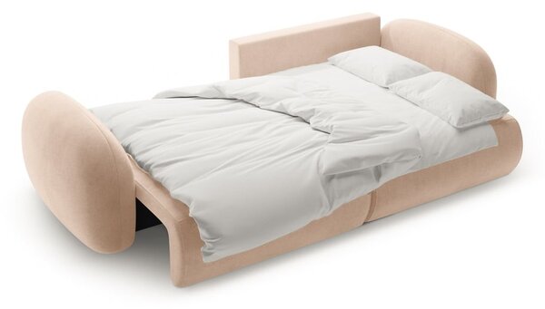 Divano angolare beige allungabile/con contenitore con rivestimento in velluto Tonale – Cosmopolitan Design